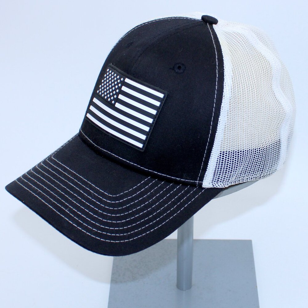 Fierce 901 USA 3D Flag Embroidered Trucker Cap Black/ White Mesh